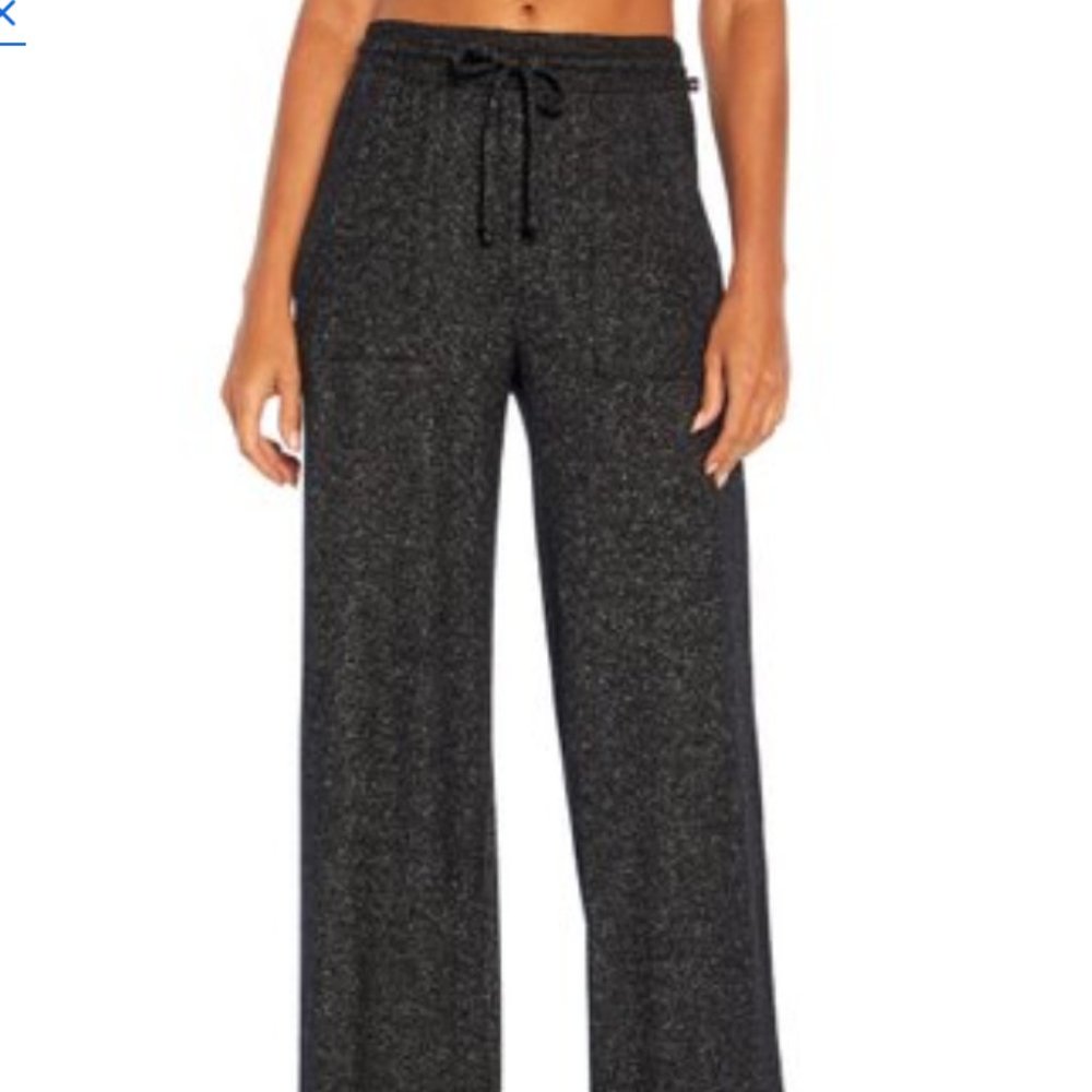 NWOT Jessica Simpson Heather Black Drawstring Jessie 30'' Wide-Leg Pants S
